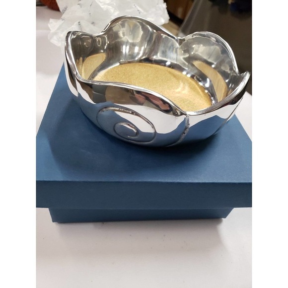 Coastal Collection Sterling Bowl Silver Stainless Steel Rose Pattern Serveware - Picture 5 of 14